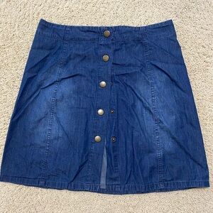 Denim colored button down skirt